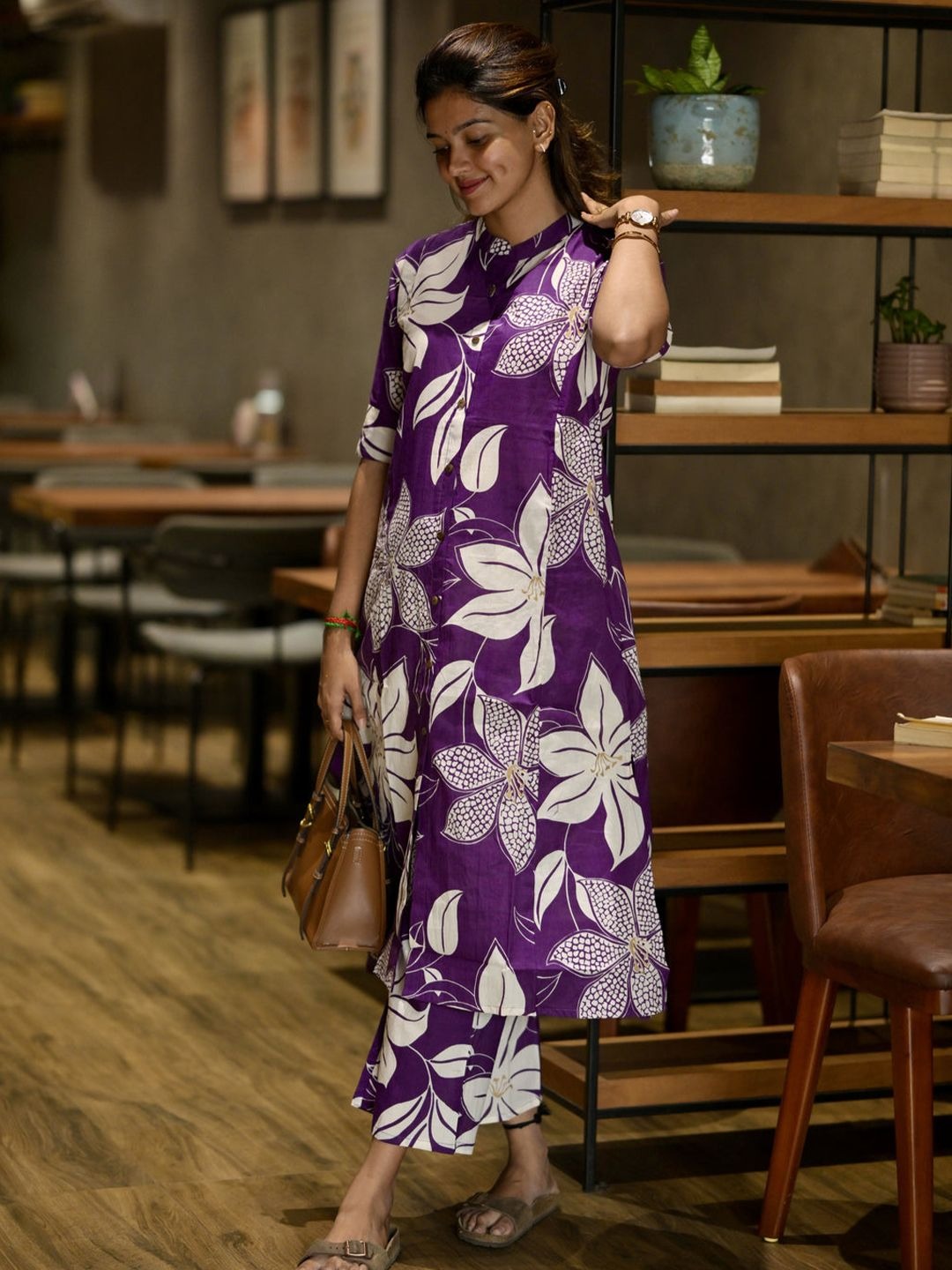 Violet Blossom Cotton Co-ord Set