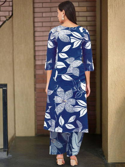 Blue Secret Blossom Cotton Co-Ord Set