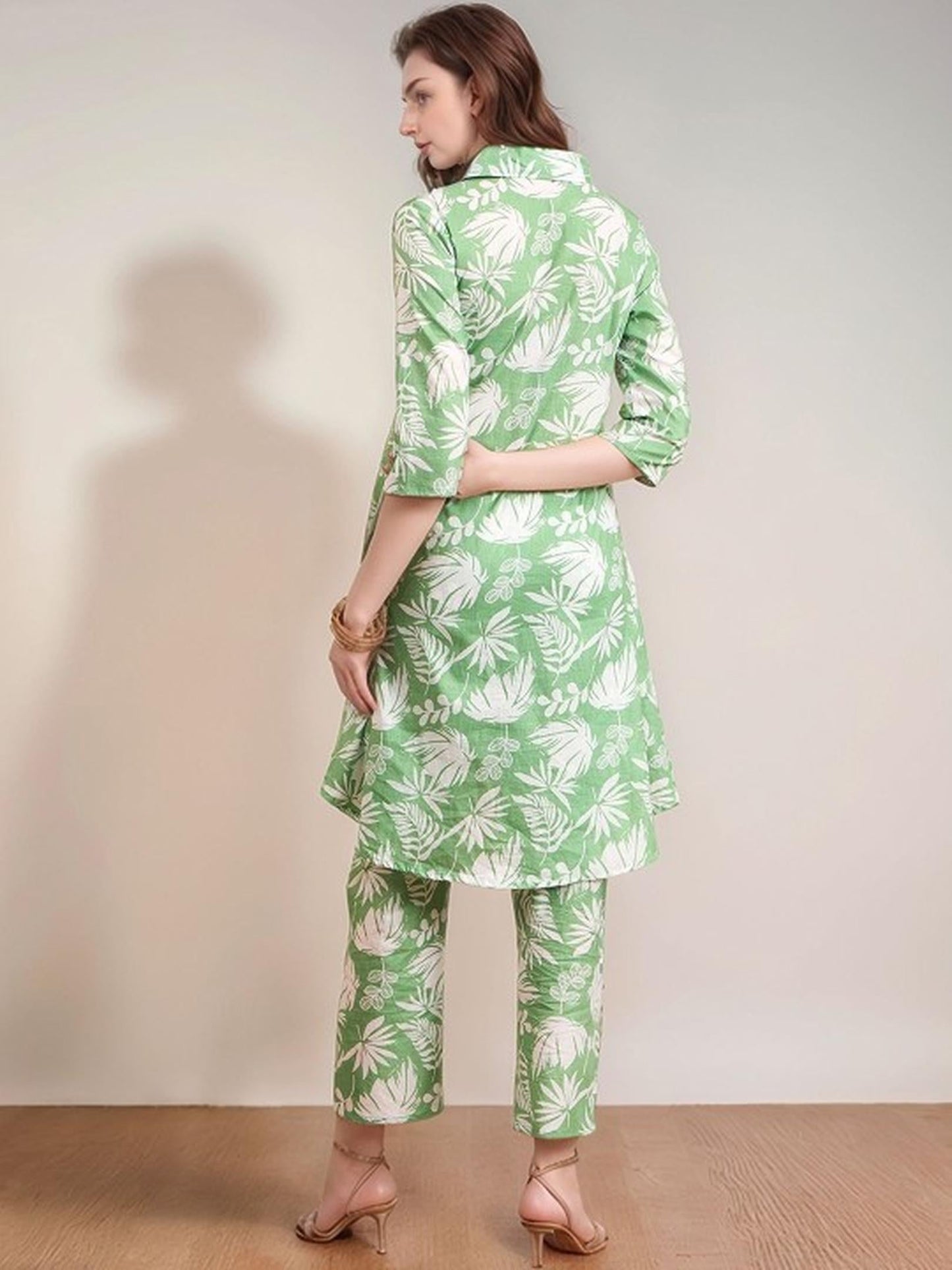 Green Floral Kurta Pant Set