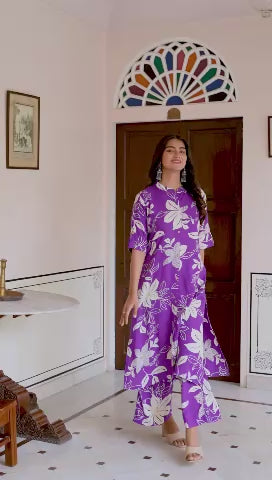 Purple Floral Kurta Set
